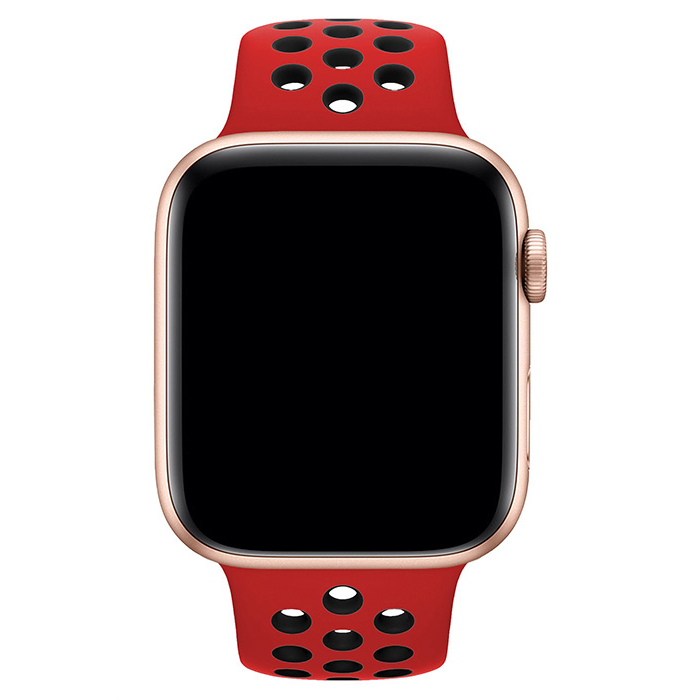 Apple Watch Kırmızı Siyah Silikon Delikli Spor Kordon