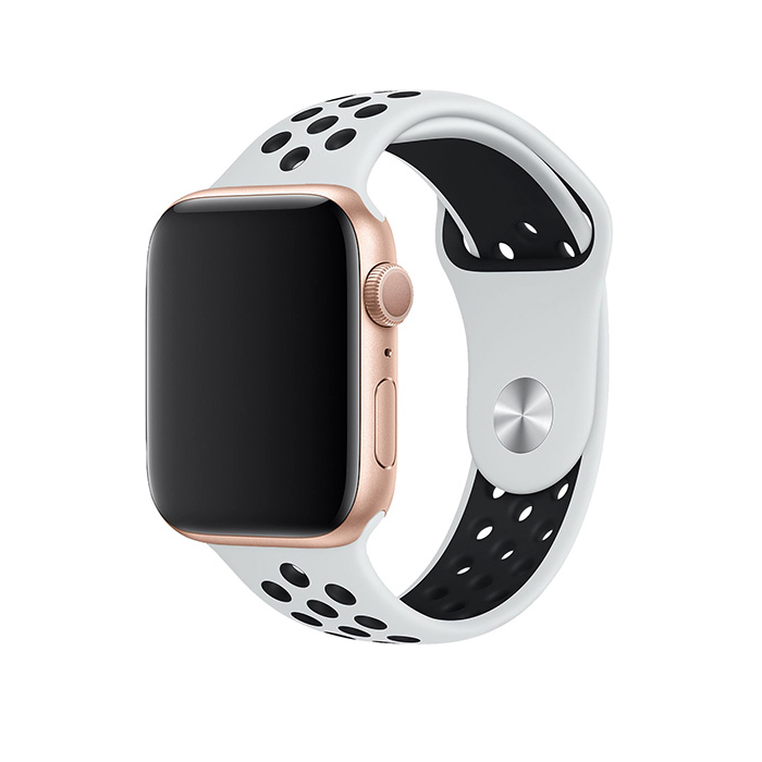 Apple Watch Siyah Beyaz Silikon Delikli Spor Kordon