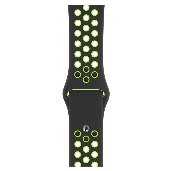 Apple Watch Yeşil Siyah Silikon Delikli Spor Kordon